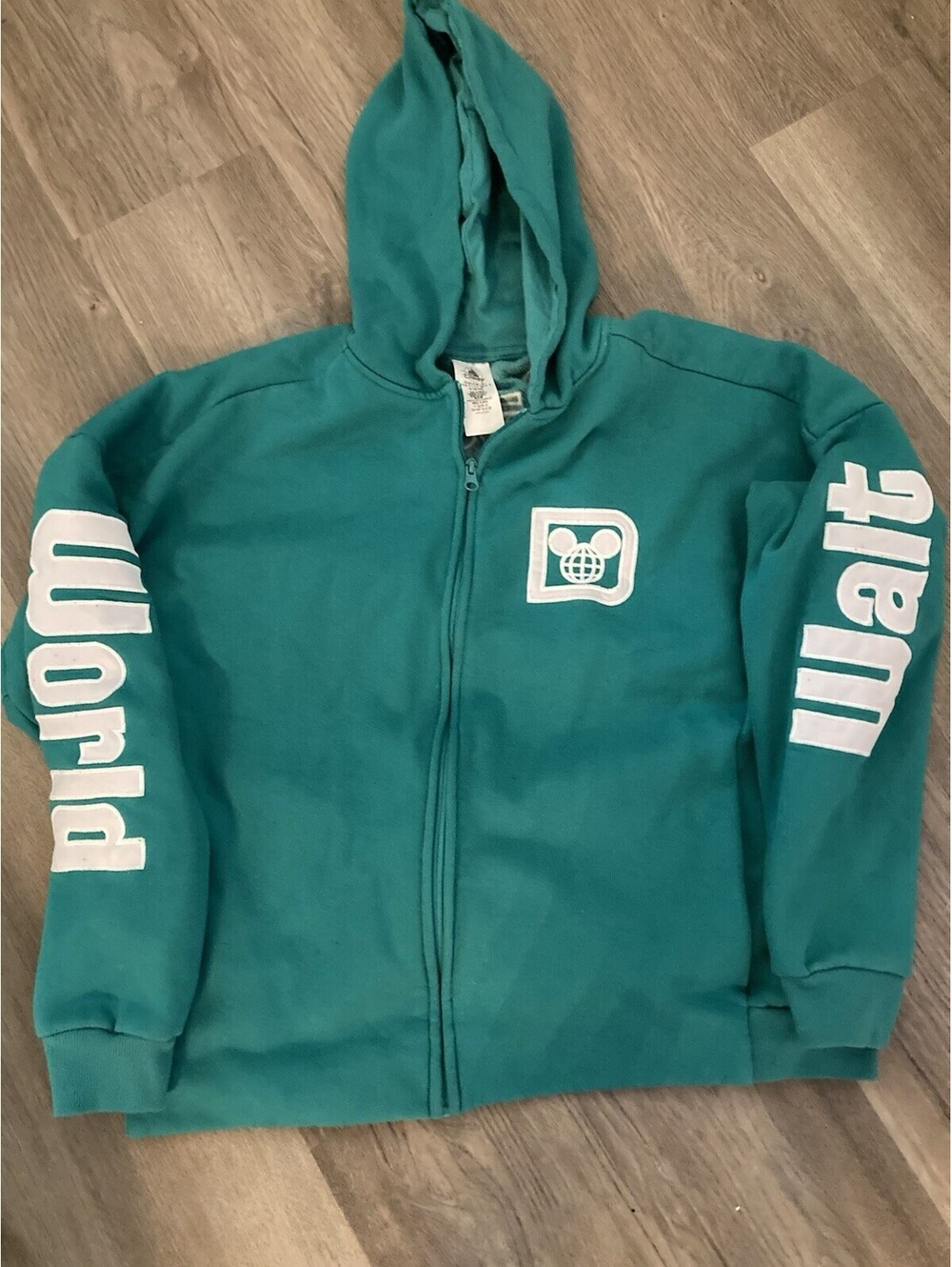 Walt Disney World Teal Zip Hoodie Adult LARGE